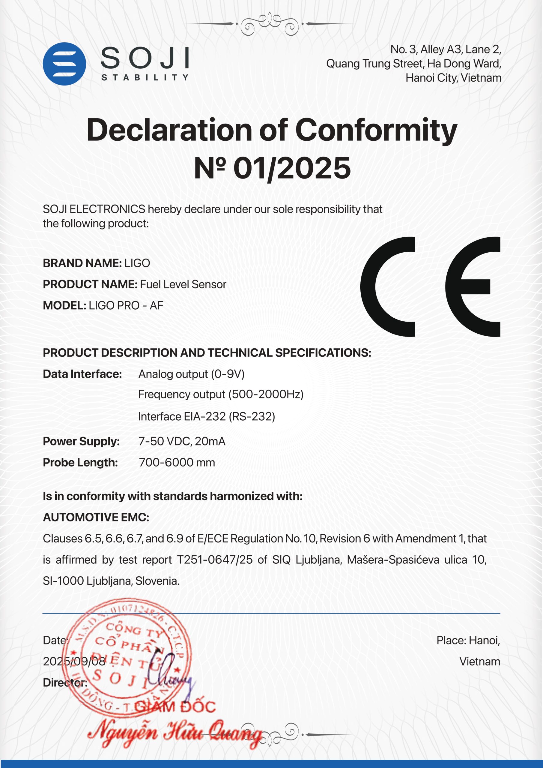 CE Certificate